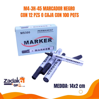 M4-3H-45 MARCADOR NEGRO CON 12 PZS O CAJA CON 100 PQTS