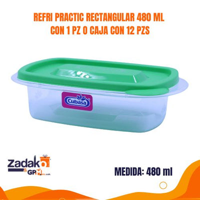 REFRI PRACTIC RECTANGULAR 480 ML CON 1 PZ O CAJA CON 12 PZS