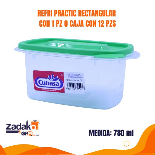 REFRI PRACTIC RECTANGULAR 780 ML CON 1 PZ O CAJA CON 12 PZS