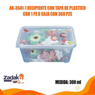 AK-3541-1 RECIPIENTE CON TAPA DE PLASTICO CON 1 PZ O CAJA CON 360 PZS