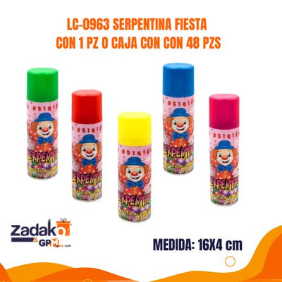 LC-0963  SERPENTINA FIESTA CON 1 PZ O CAJA CON CON 48 PZS