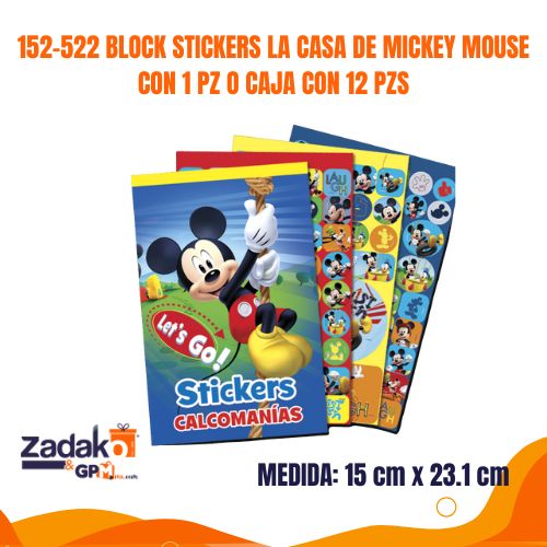 152-522 BLOCK STICKERS LA CASA DE MICKEY MOUSE CON 1 PZ O CAJA CON 12 PZS