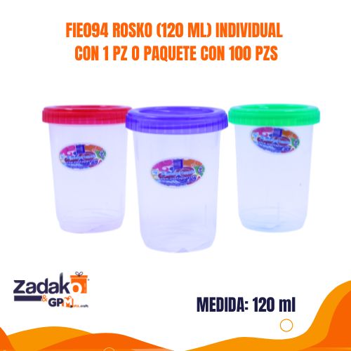 FIE094 ROSKO (120 ML) INDIVIDUAL CON 1 PZ O  PAQUETE CON 100 PZS