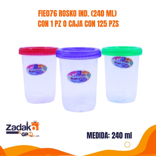 FIE076 ROSKO IND. (240 ML) CON 1 PZ O  CAJA CON 125 PZS