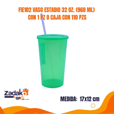 FIE102 VASO ESTADIO 32 OZ. (960 ML) CON 1 PZ O  CAJA CON 110 PZS
