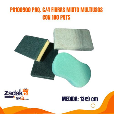 PB100900 PAQ. C/4 FIBRAS MIXTO MULTIUSOS CON 100 PQTS