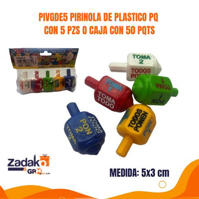 PIVGDE5 PIRINOLA DE PLASTICO PQ CON 5 PZS O CAJA CON 50 PQTS