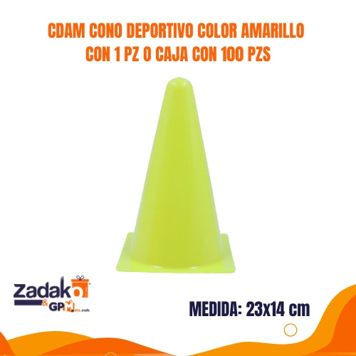 CDAM CONO DEPORTIVO COLOR AMARILLO CON 1 PZ O CAJA CON 100 PZS