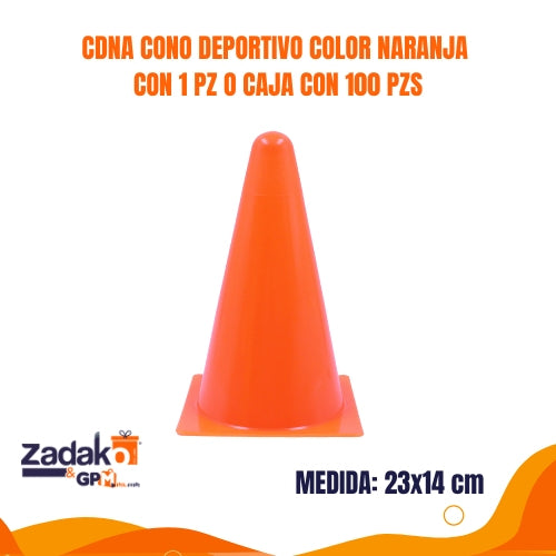 CDNA CONO DEPORTIVO COLOR NARANJA CON 1 PZ O CAJA CON 100 PZS