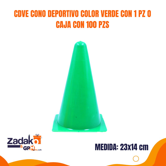 CDVE CONO DEPORTIVO COLOR VERDE CON 1 PZ O CAJA CON 100 PZS