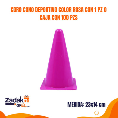 CDRO CONO DEPORTIVO COLOR ROSA CON 1 PZ O CAJA CON 100 PZS