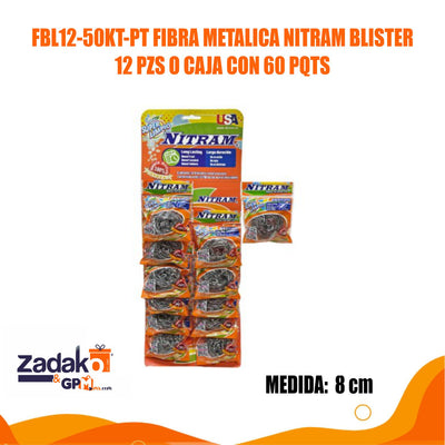 FBL12-50KT-PT FIBRA METALICA NITRAM BLISTER 12 PZS O CAJA CON 60 PQTS