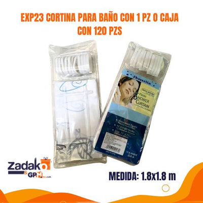 EXP23 CORTINA PARA BAÑO CON 1 PZ O CAJA CON 120 PZS