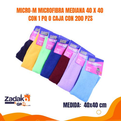MICRO-M MICROFIBRA MEDIANA 40 X 40  CON 1 PQ O CAJA CON 200 PZS