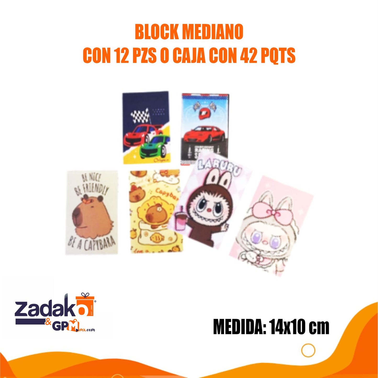 BLOCK MEDIANO CON 12 PZS O CAJA CON 42 PQTS
