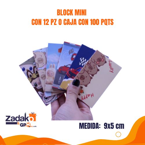 BLOCK MINI CON 12 PZ O CAJA CON 100 PQTS