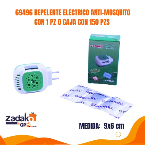 69496 REPELENTE ELECTRICO ANTI-MOSQUITO CON 1 PZ O CAJA CON 150 PZS