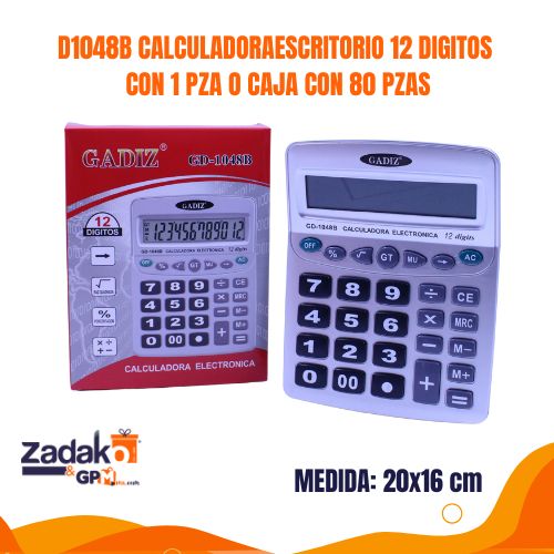 GD1048B CALCULADORAESCRITORIO 12 DIGITOS CON 1 PZA O CAJA CON 80 PZAS
