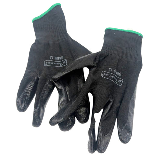 0859 GUANTE PALMA NITRILO NEGRO MEDIANO LION TOOLS CON 1 PAR O CAJA CON 240 PRS