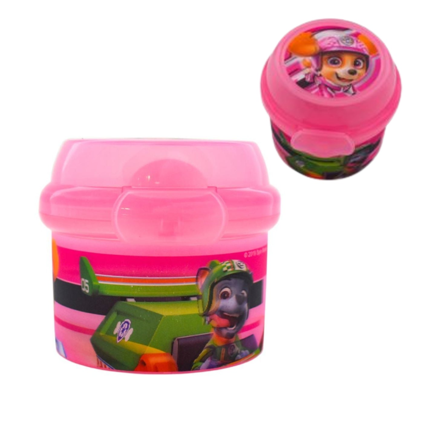 1685-550 RECIPIENTE REDONDO CON TAPA PAW PATROL NINA CON 1 PZ  O CAJA CON  24 PZS