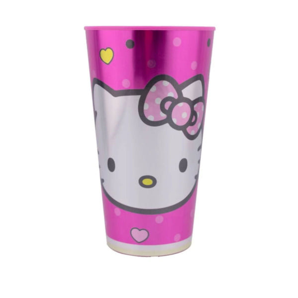 1685-898wm VASO METALIZADO HELLO KITTY 600 ML CON 1 PZ  O CAJA CON  24 PZS