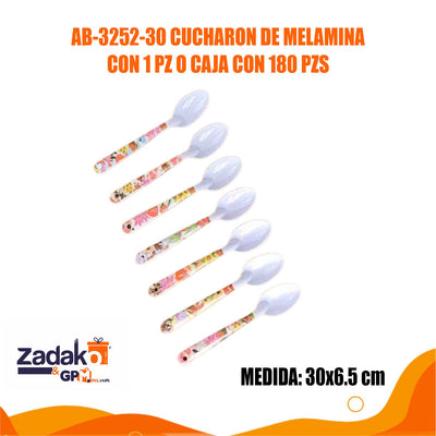 AB-3252-30 CUCHARON DE MELAMINA CON 1 PZ O CAJA CON 180 PZS