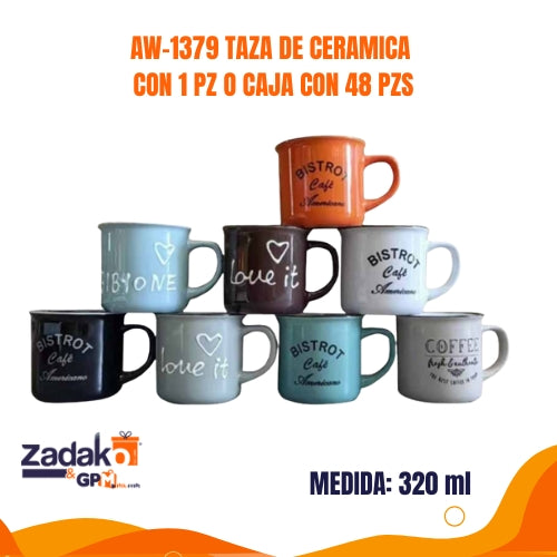 AW-1379 TAZA DE CERAMICA CON 1 PZ O CAJA CON 48 PZS
