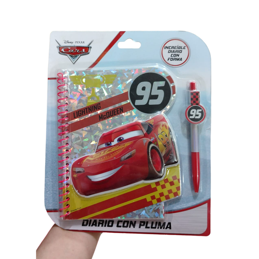 79696INC - DIARIO PLUMA CLIP CARS CON 1 PZ O CAJA CON 24 PZS