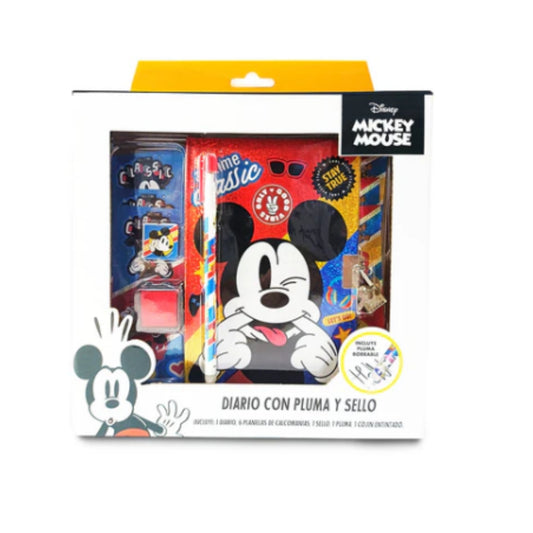68881INC - DIARIO CON PLUMA MICKEY PEQUEÑO CON 1 PZ O CAJA CON 48 PZS