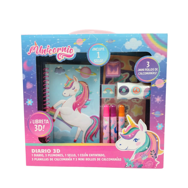 93753INC - DIARIO 3D UNICORNIO CON 1 PZ O CAJA CON 12 PZS