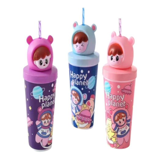 AD-0548A-2 VASO TAPA Y POPOTE DE PLASTICO CON 1 PZ O CAJA CON 144 PZS