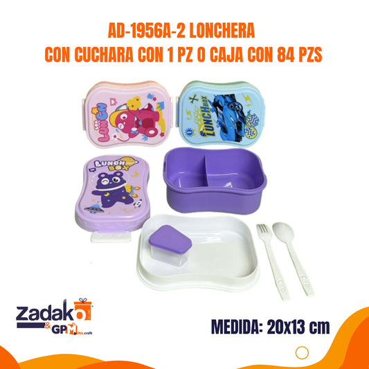 AD-1956A-2 LONCHERA CON CUCHARA CON 1 PZ O CAJA CON 84 PZS