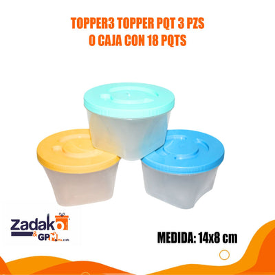 TOPPER3  3 TOPPERS O CAJA CON 18 PQTS