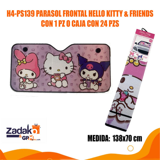H4-PS139 PARASOL FRONTAL HELLO KITTY & FRIENDS CON 1 PZ O CAJA CON 24 PZS