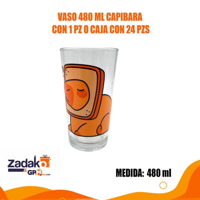 VASO 480 ML CAPIBARA CON 1 PZ O CAJA CON 24 PZS