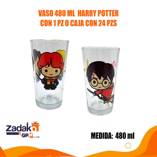 VASO 480 ML  HARRY POTTER CON 1 PZ O CAJA CON 24 PZS