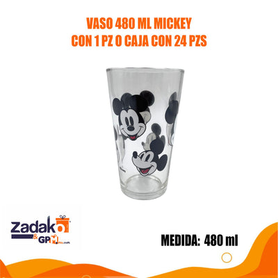 VASO 480 ML MICKEY CON 1 PZ O CAJA CON 24 PZS