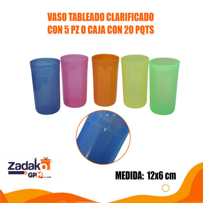 VASO TABLEADO CLARIFICADO CON 5 PZ O CAJA CON 20 PQTS