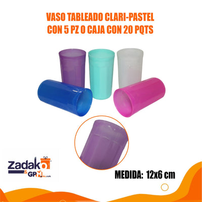 VASO TABLEADO CLARI-PASTEL  CON 5 PZ O CAJA CON 20 PQTS