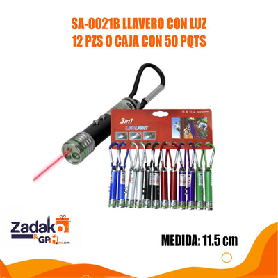 SA-0021B LLAVERO CON LUZ 12 PZS O CAJA CON 50 PQTS