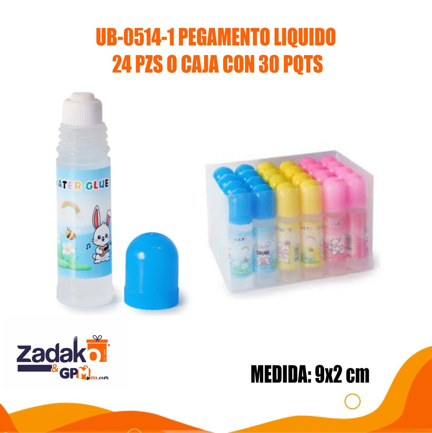UB-0514-1 PEGAMENTO LIQUIDO 24 PZS  O CAJA CON 30 PQTS