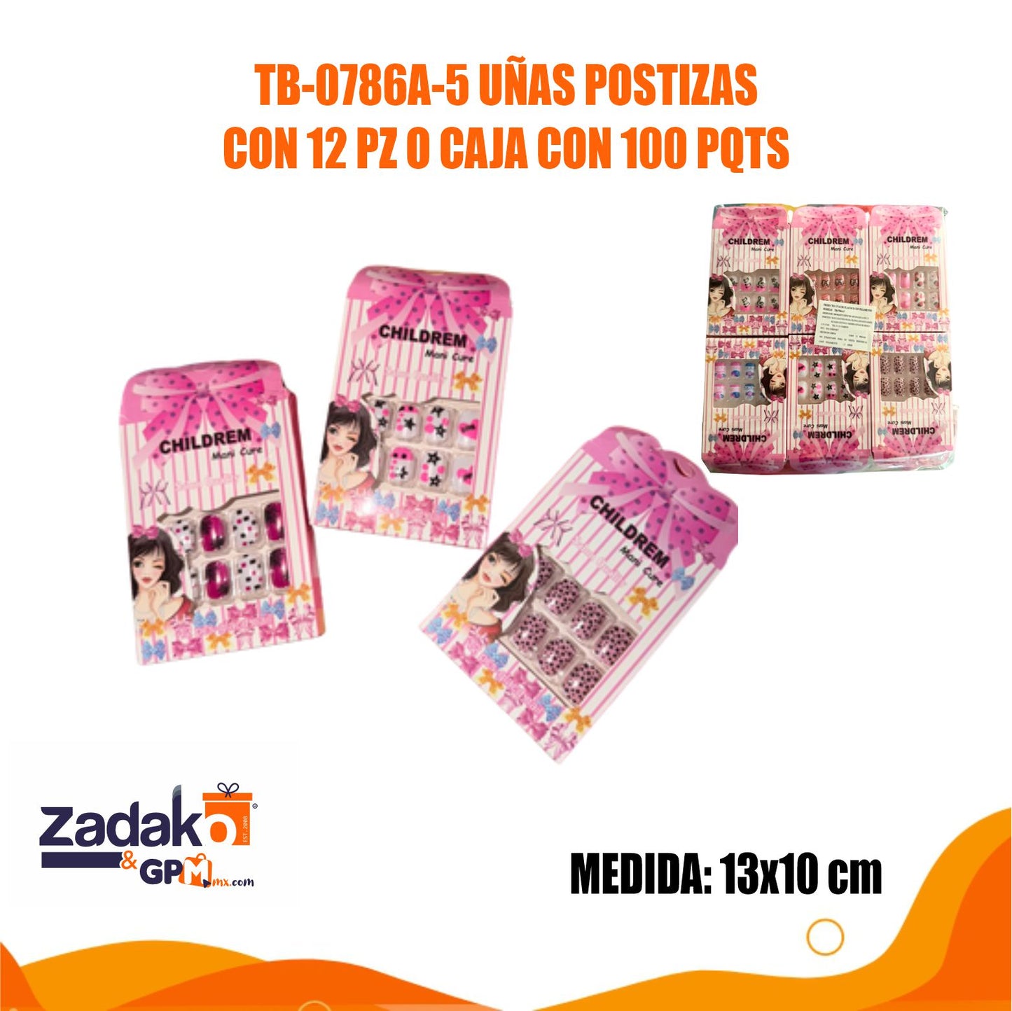 TB-0786A-5 UÑAS POSTIZAS CON 12 PZ O CAJA CON 100 PQTS