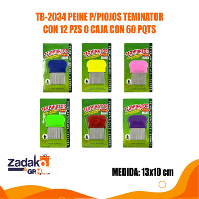 TB-2034 PEINE P/PIOJOS TEMINATOR CON 12 PZS O CAJA CON 60 PQTS