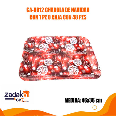 GA-0012 CHAROLA DE NAVIDAD CON 1 PZ O CAJA CON 48 PZS