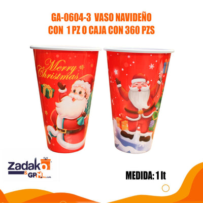 GA-0604-3  VASO NAVIDEÑO CON  1 PZ O CAJA CON 360 PZS