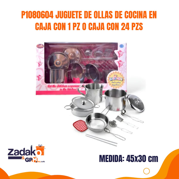 HP1080604 JUGUETE DE OLLAS DE COCINA EN CAJA CON 1 PZ O CAJA CON 24 PZS