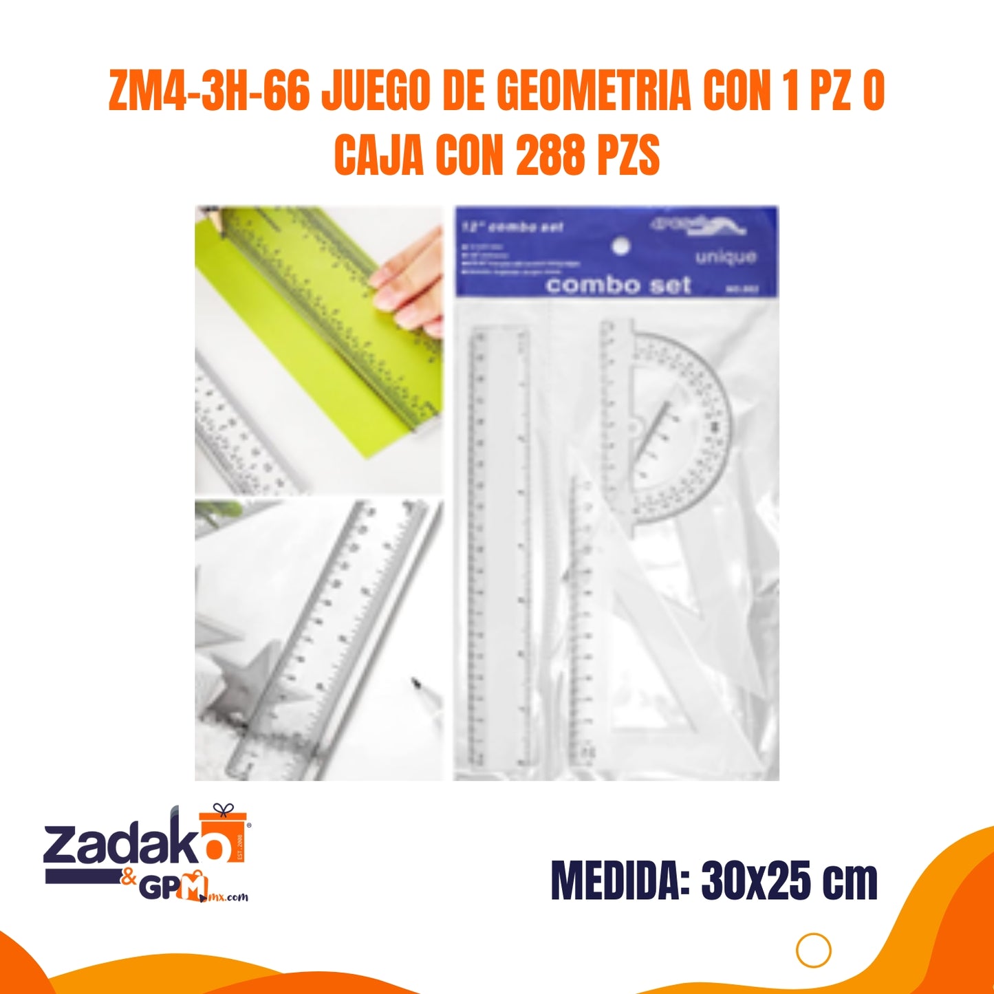 ZM4-3H-66 JUEGO DE GEOMETRIA CON 1 PZ O CAJA CON 288 PZS