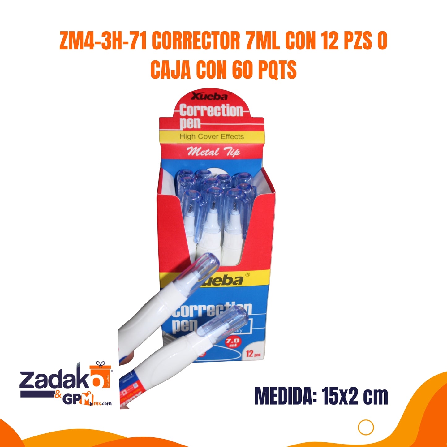ZM4-3H-71 CORRECTOR 7ML CON 12 PZS O CAJA CON 60 PQTS