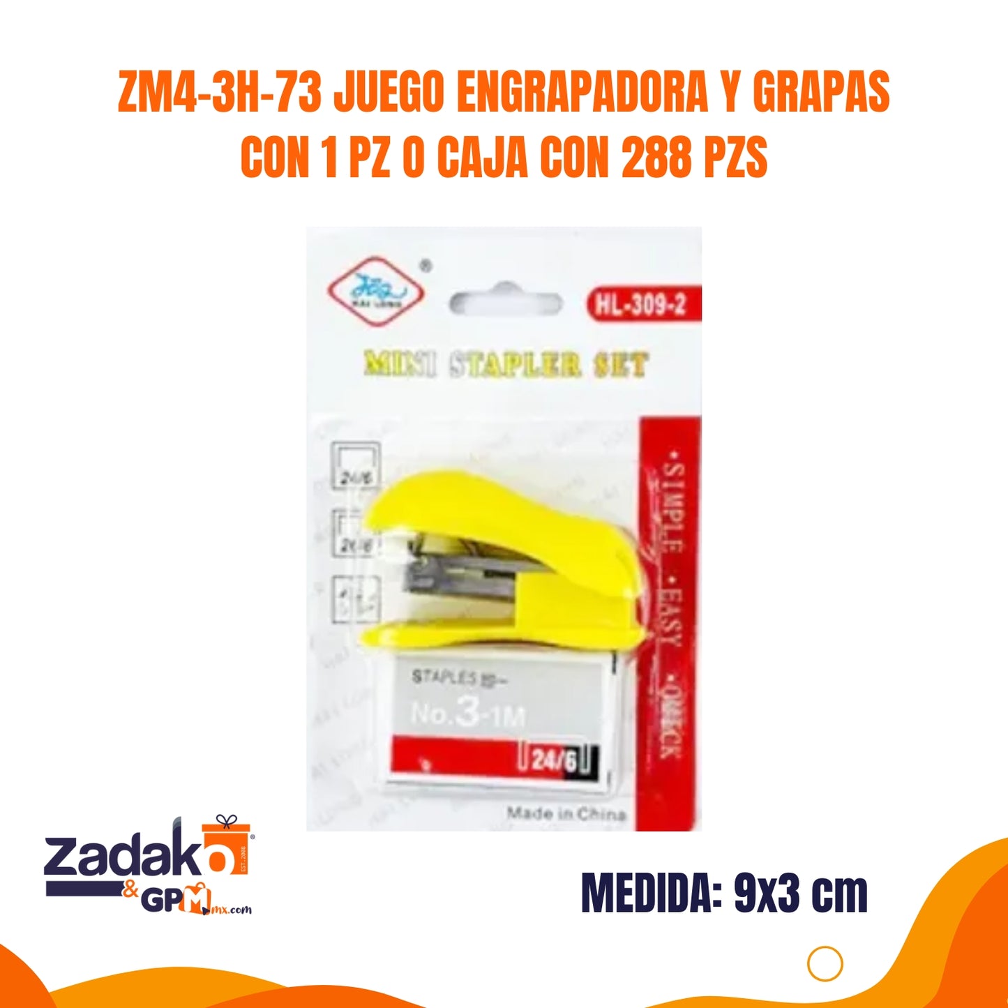 ZM4-3H-73 JUEGO ENGRAPADORA Y GRAPAS CON 1 PZ O CAJA CON 288 PZS