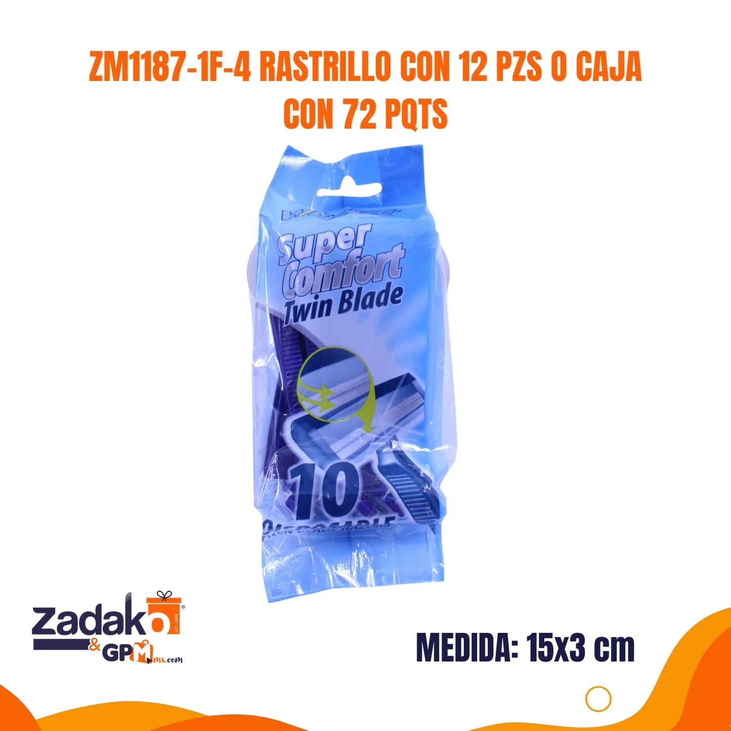 ZM1187-1F-4 RASTRILLO CON 12 PZS O CAJA CON 72 PQTS